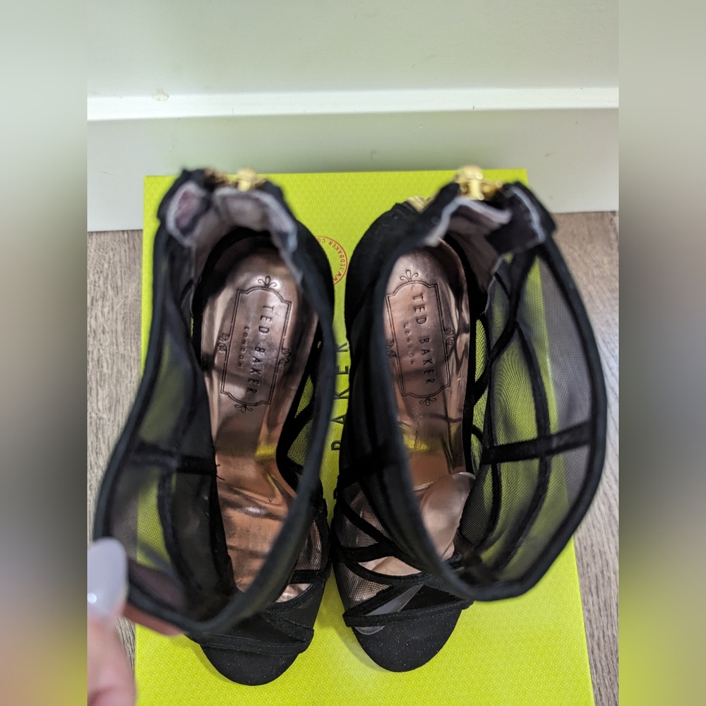 Ted Baker Xstal black mesh heels in size 5.5 - Picture 6 of 8